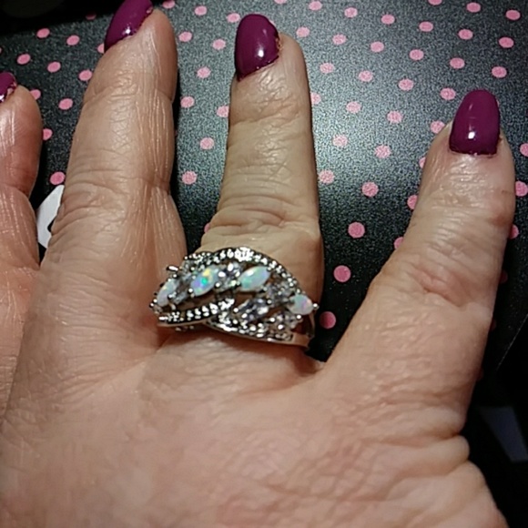 Sz7 Wedding/anniversary ring.Opal& Sapphires - Picture 3 of 6